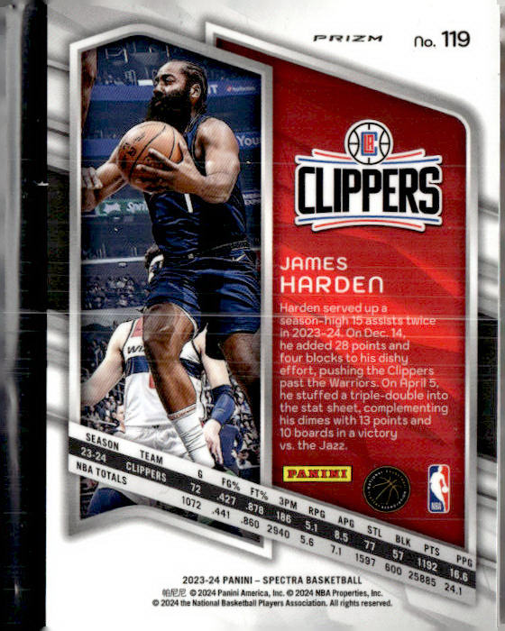2023-24 Panini Spectra #119 James Harden Psychedelic