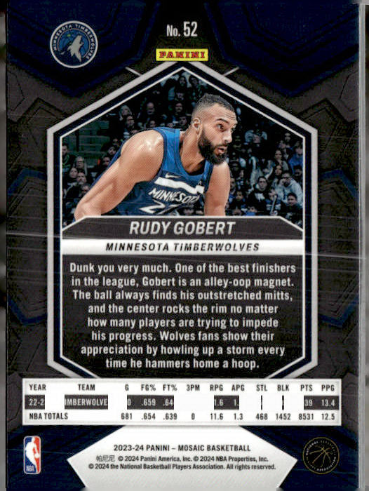 2023-24 Panini Mosaic #52 Rudy Gobert