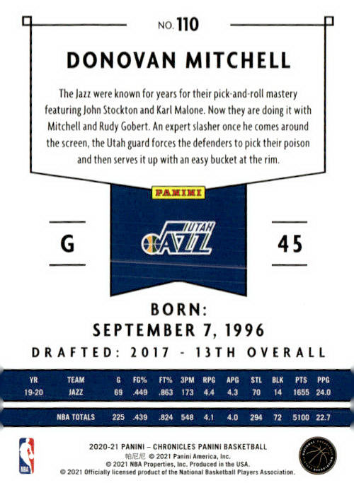 2020-21 Panini Chronicles #110 Donovan Mitchell