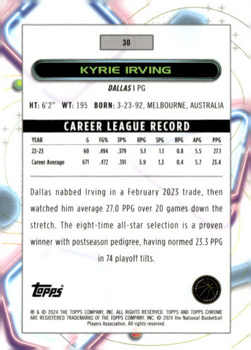 2023-24 Topps Chrome Cosmic #30 Kyrie Irving
