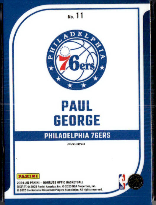 2024-25 Donruss Optic #11 Paul George Elite Dominators