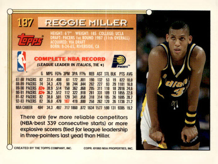 1993-94 Topps #187 Reggie Miller