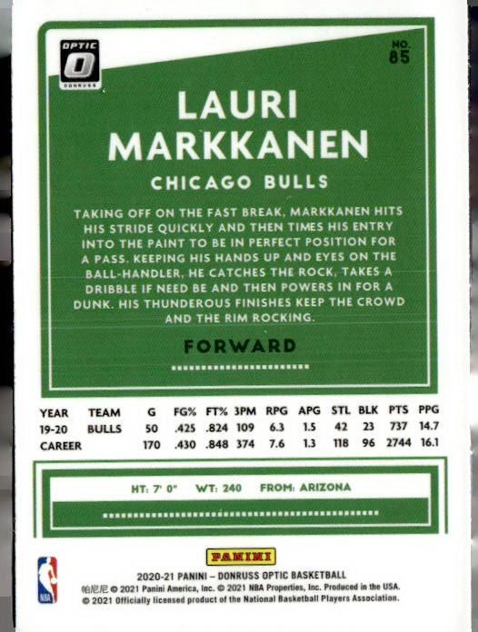 2020-21 Donruss Optic #85 Lauri Markkanen