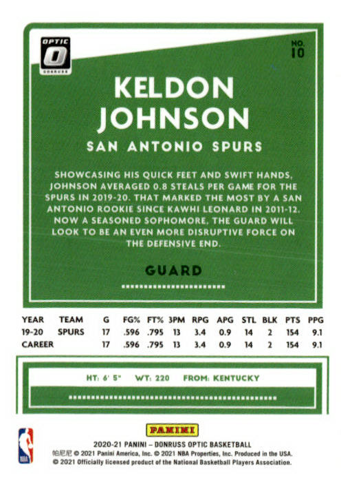 2020-21 Donruss Optic #10 Keldon Johnson