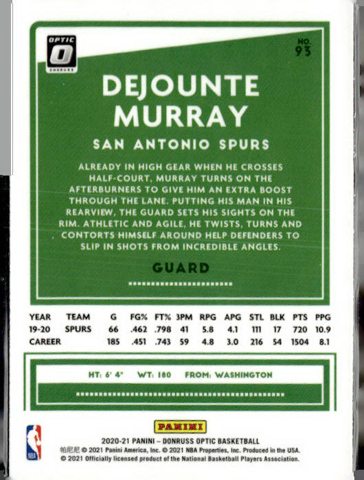 2020-21 Donruss Optic #93 Dejounte Murray