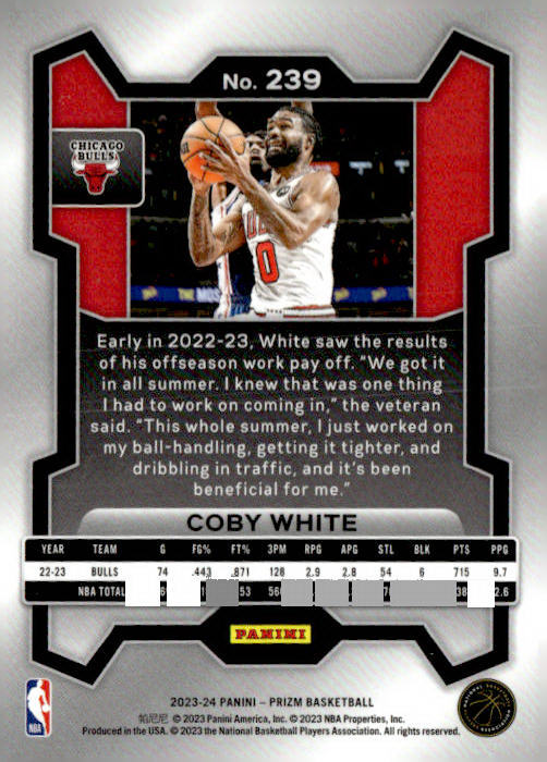 2023-24 Panini Prizm #239 Coby White