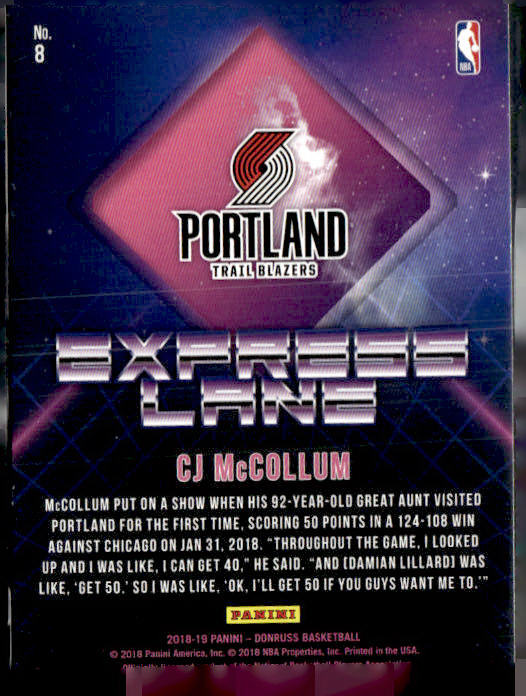 2018-19 Donruss #8 C.J. McCollum Express Lane