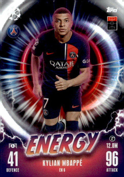 2023-24 Topps Match Attax UEFA Club Competitions #EN 6 Kylian Mbappé Energy