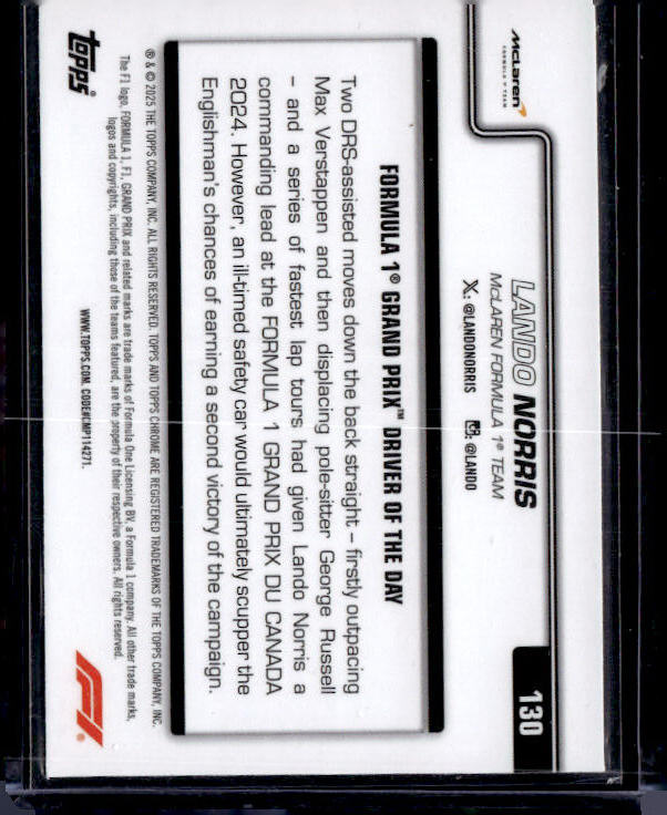 2025 Topps Chrome Sapphire Edition Formula 1 #130 Lando Norris