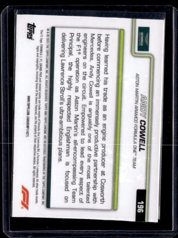 2025 Topps Chrome Sapphire Edition Formula 1 #196 Andy Cowell