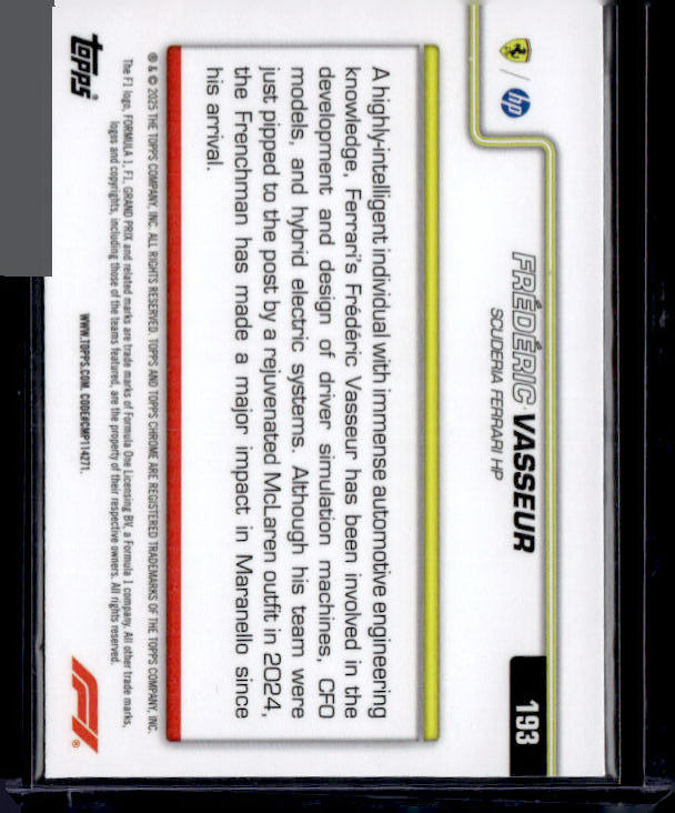 2025 Topps Chrome Sapphire Edition Formula 1 #193 Frédéric Vasseur