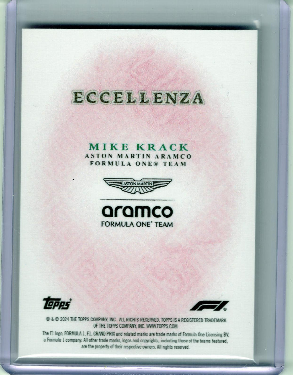 2024 Topps Eccellenza Formula 1 #NNO Mike Krack Pink #/75