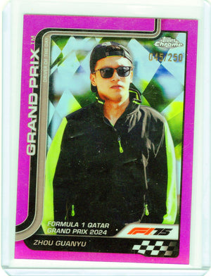 2025 #144 Zhou Guanyu Pink Checker Flag Refractor #/250