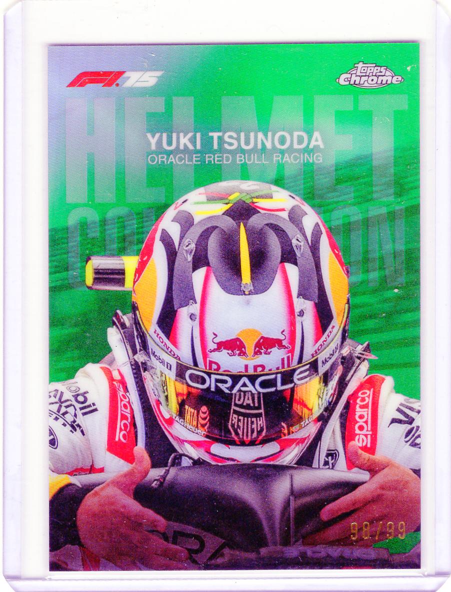 2025 #HC-3 Yuki Tsunoda Helmet Collection Green Refractor #/99