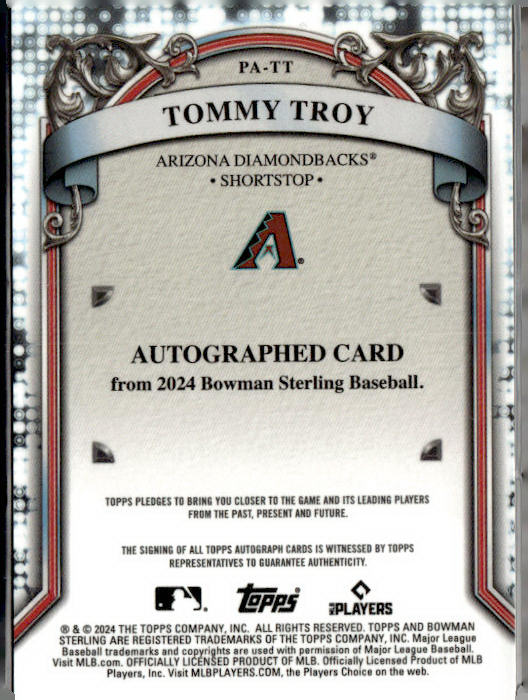 2024 Bowman Sterling #PA-TT Tommy Troy Prospect Autographs