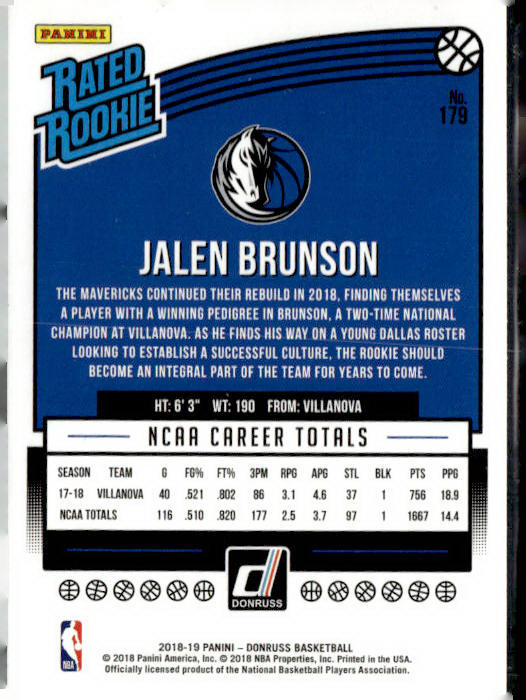 2018-19 Donruss #179 Jalen Brunson