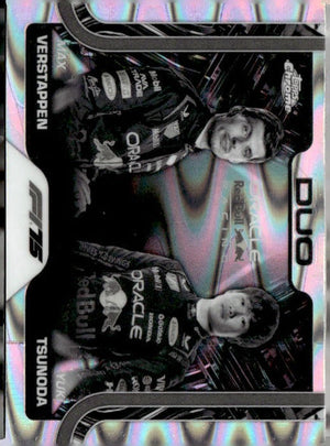 2025 Formula 1 #164 Verstappen/Tsunoda Black & White RayWave Refractor