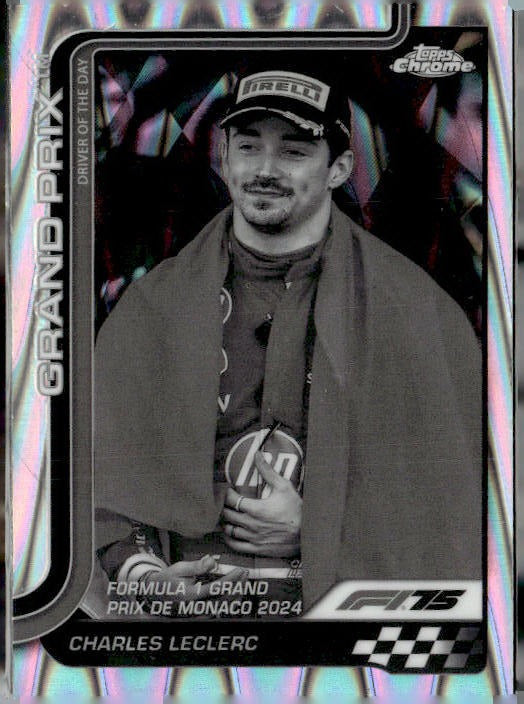 2025 Topps Chrome Formula 1 #129 Charles Leclerc Black & White RayWave Refractor