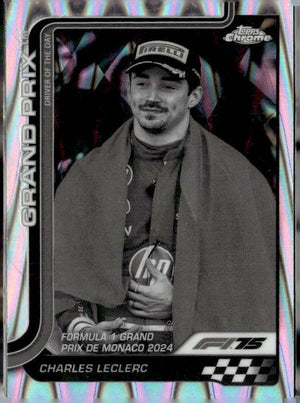 2025 Topps Chrome Formula 1 #129 Charles Leclerc Black & White RayWave Refractor