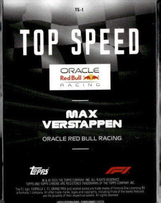 2025 Topps Chrome Formula 1 #TS-1 Max Verstappen Top Speed