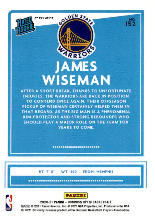 Donruss Optic #152 James Wiseman Purple