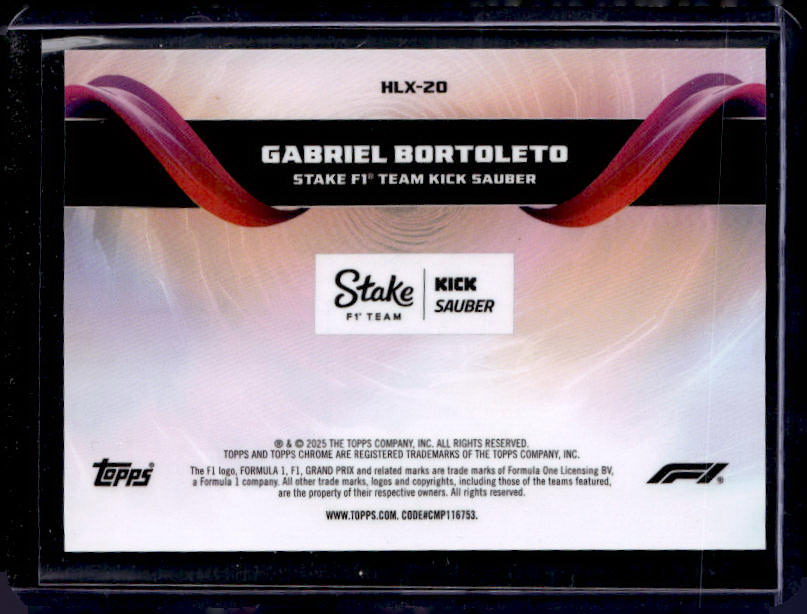 2025 Topps Chrome Formula 1 #HLX-20 Gabriel Bortoleto Helix
