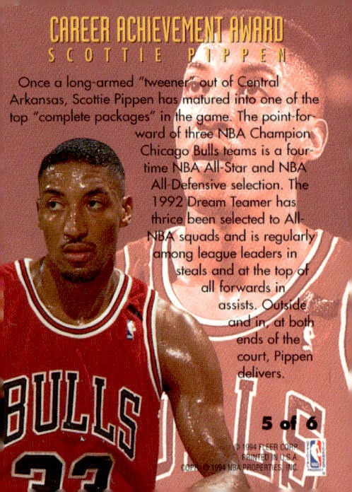 1994-95 Fleer #5 Scottie Pippen Career Achievement Awards