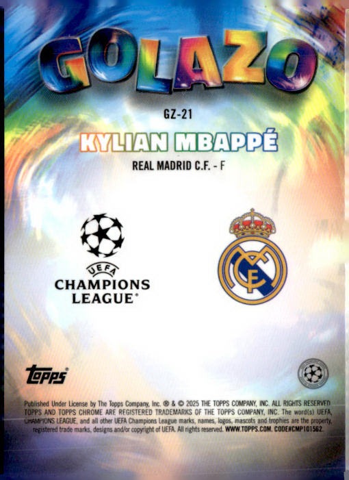 2024-25 Topps Chrome UEFA Club Competitions #GZ-21 Kylian Mbappé Golazo  /75