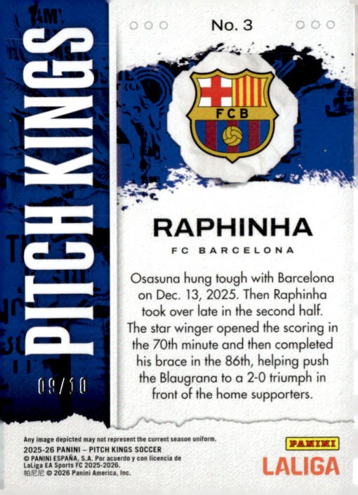 2025-26 Panini Pitch Kings #4 Raphinha Gold
