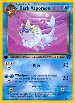 Uncommon Dark Vaporeon [45/82 Heavily Played ]