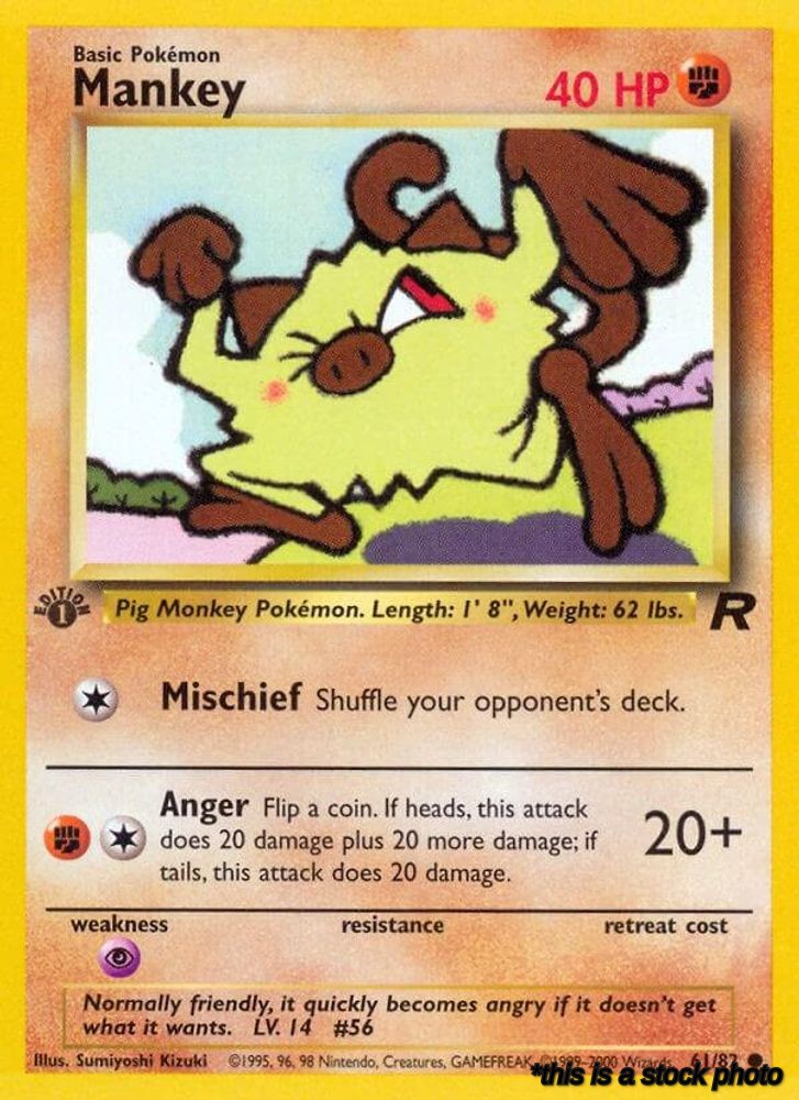61/82 Mankey Common 1st Edition