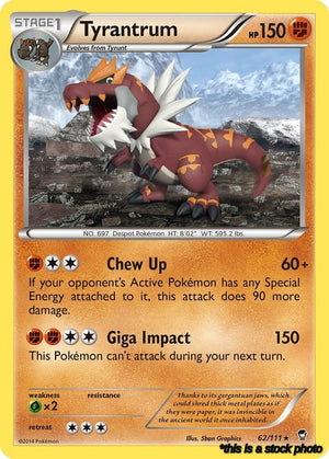 62/111 Tyrantrum Rare Reverse Holofoil