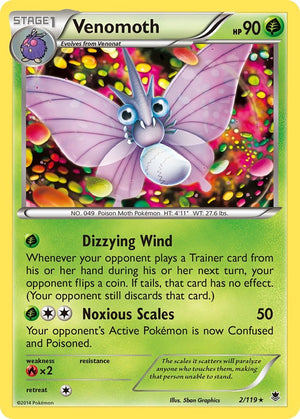 Rare Venomoth [2/119 Lightly Played ]