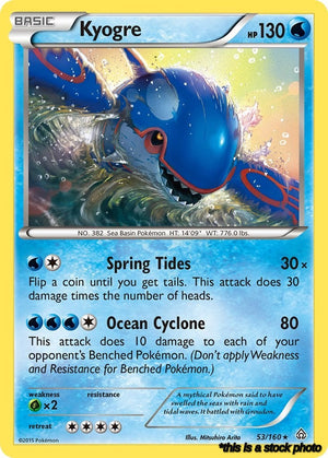 Reverse Holofoil Kyogre [53/160 Near Mint ]