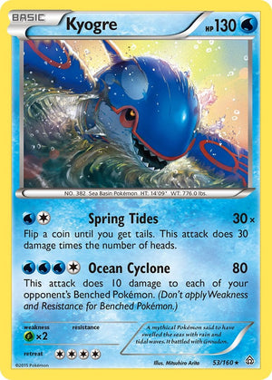 Rare Kyogre [53/160 Near Mint ]