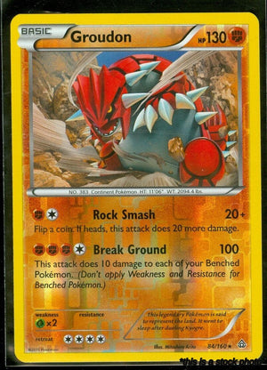 84/160 Groudon Rare Reverse Holofoil