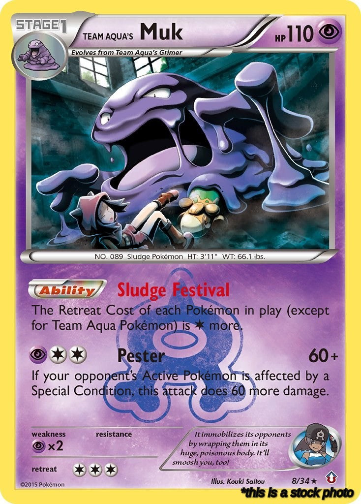 Holo Rare Team Aqua's Muk [8/34 Moderately Played ]