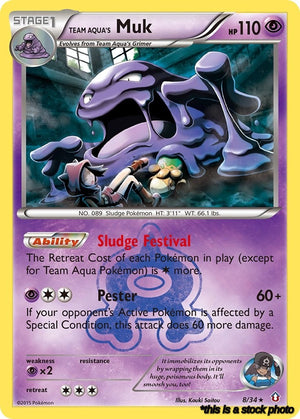 Holo Rare Team Aqua's Muk [8/34 Moderately Played ]