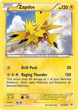 Rare Zapdos [23/108 Lightly Played ]