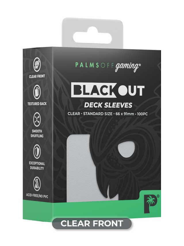Palms Off Gaming | Blackout Deck Sleeves | Standard Size | Clear