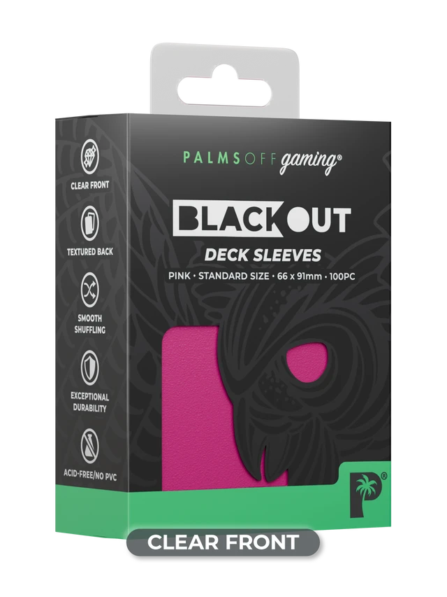 Palms Off Gaming | Blackout Deck Sleeves | Standard Size | Pink
