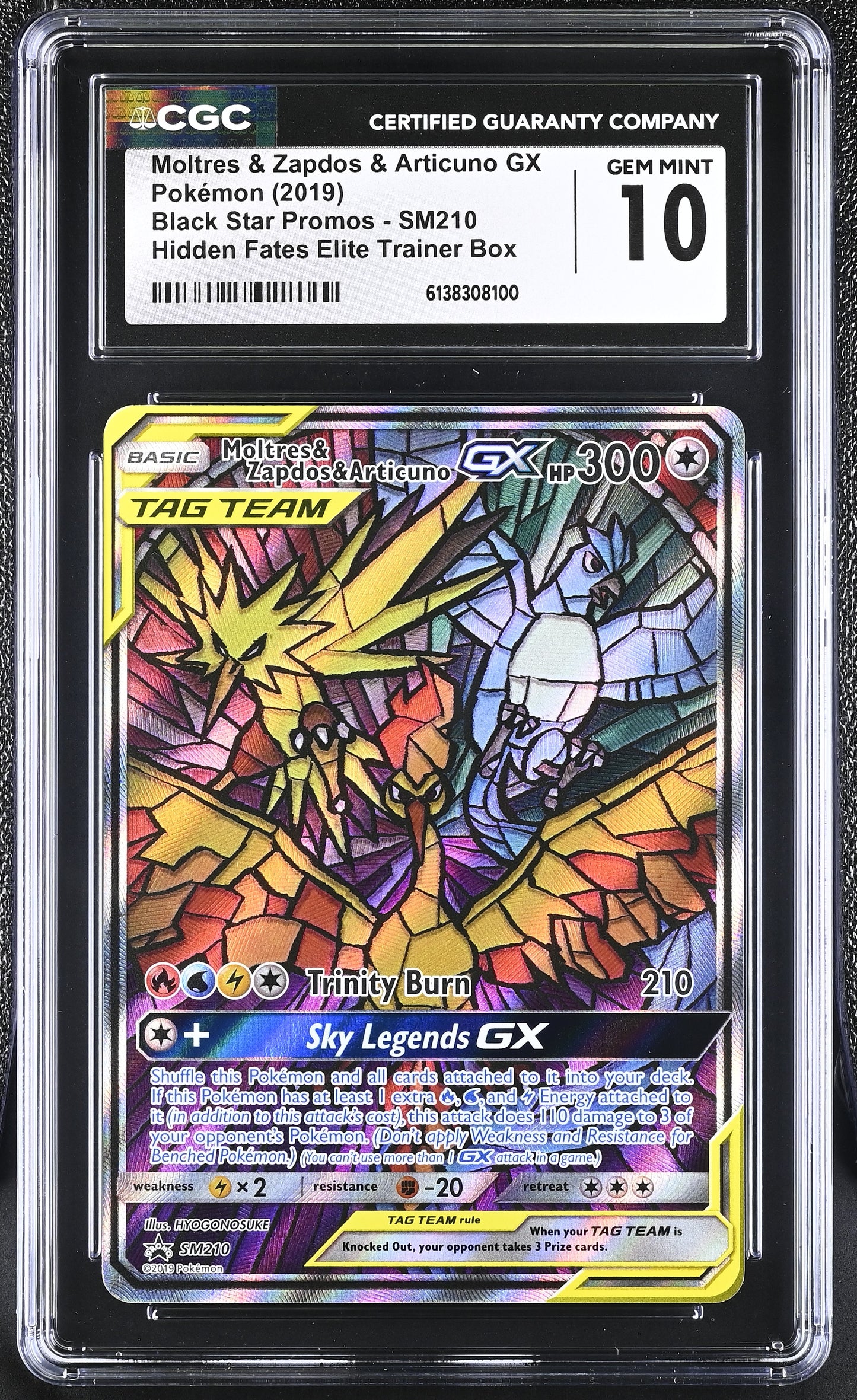 Moltres & Zapdos & Articuno GX #SM210 Tag Team CGC 10 GEM MINT – 2019 Pokémon Black Star Promo