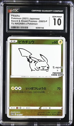 CGC 10 GEM MINT Pikachu 208/S-P YU NAGABA x Pokémon Sword & Shield Promos 2021 Japanese