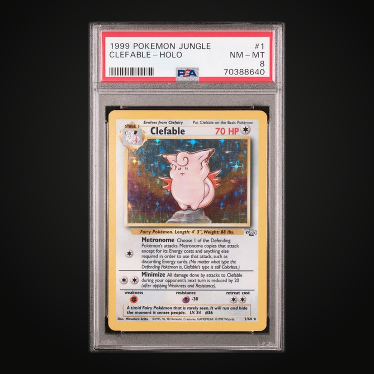 Clefable Holo 1/64 — PSA 8 NM-MT (1999 Jungle Unlimited)