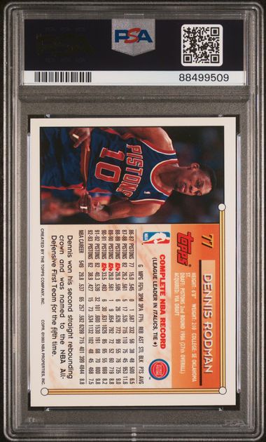 POP 19 1993 Topps Dennis Rodman #77 PSA 10 GEM MT