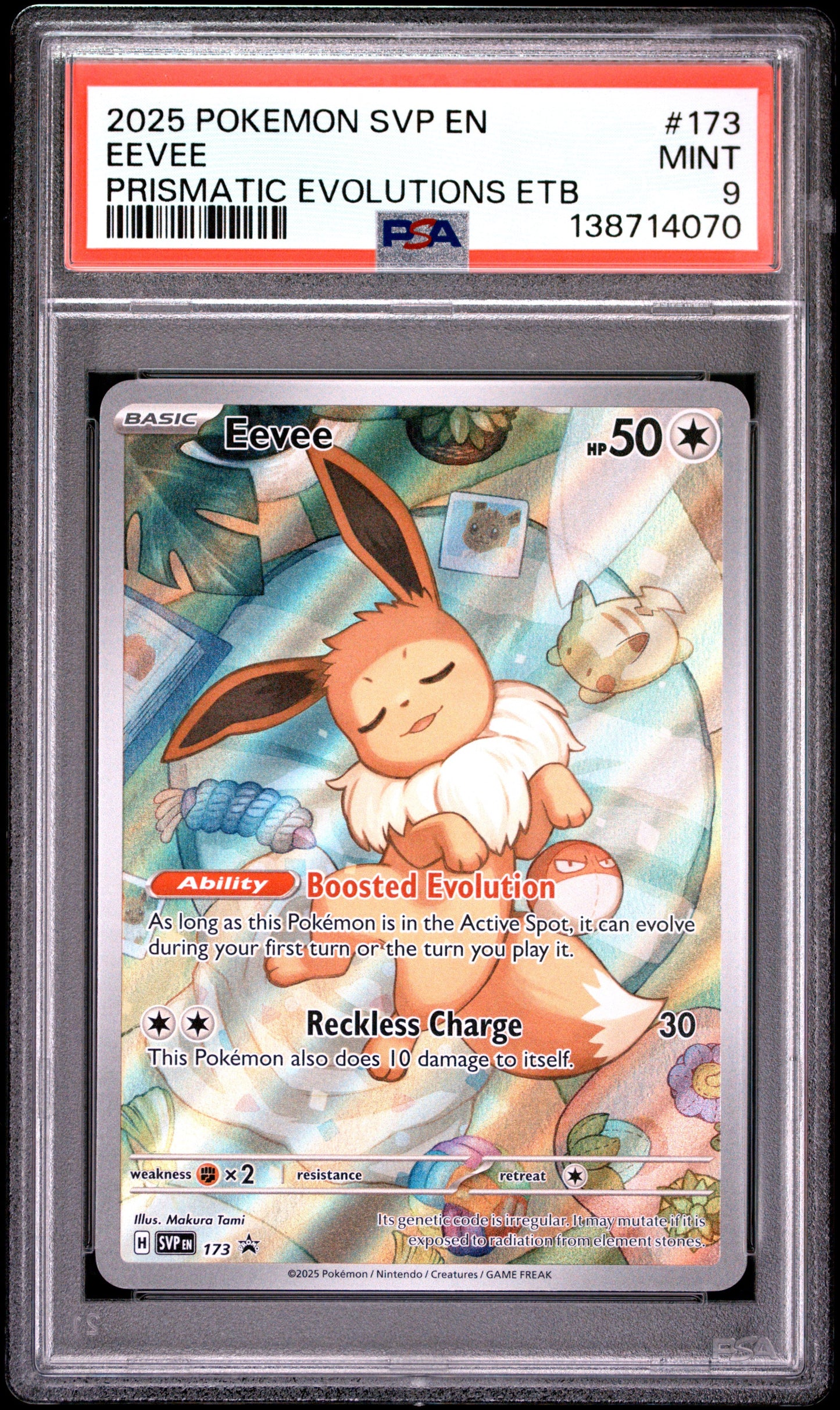 Eevee PSA 9 MINT Prismatic Evolutions ETB Promo #173 - Front