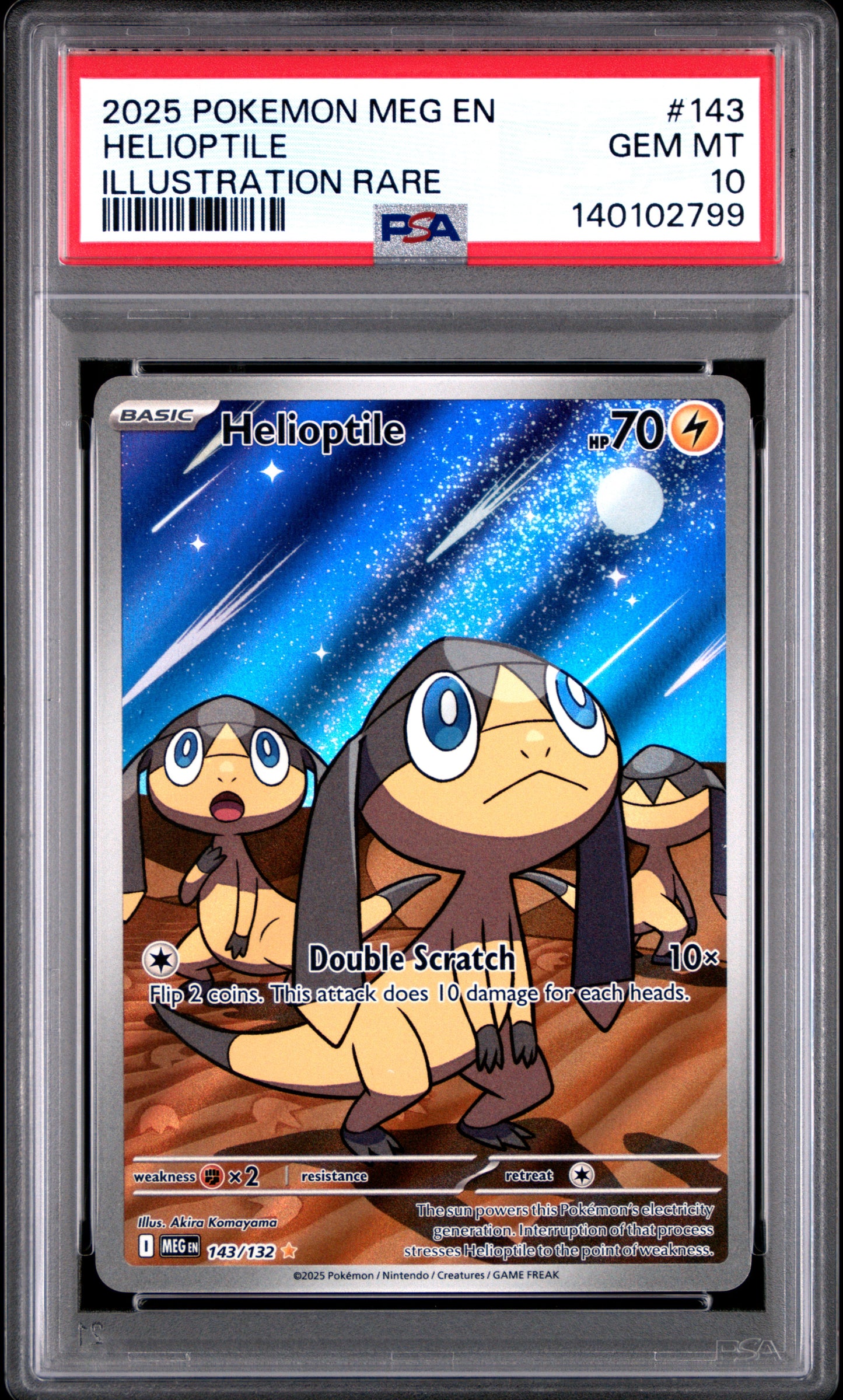 Helioptile #143/132 Illustration Rare PSA 10 GEM MT – 2025 Pokémon MEG EN
