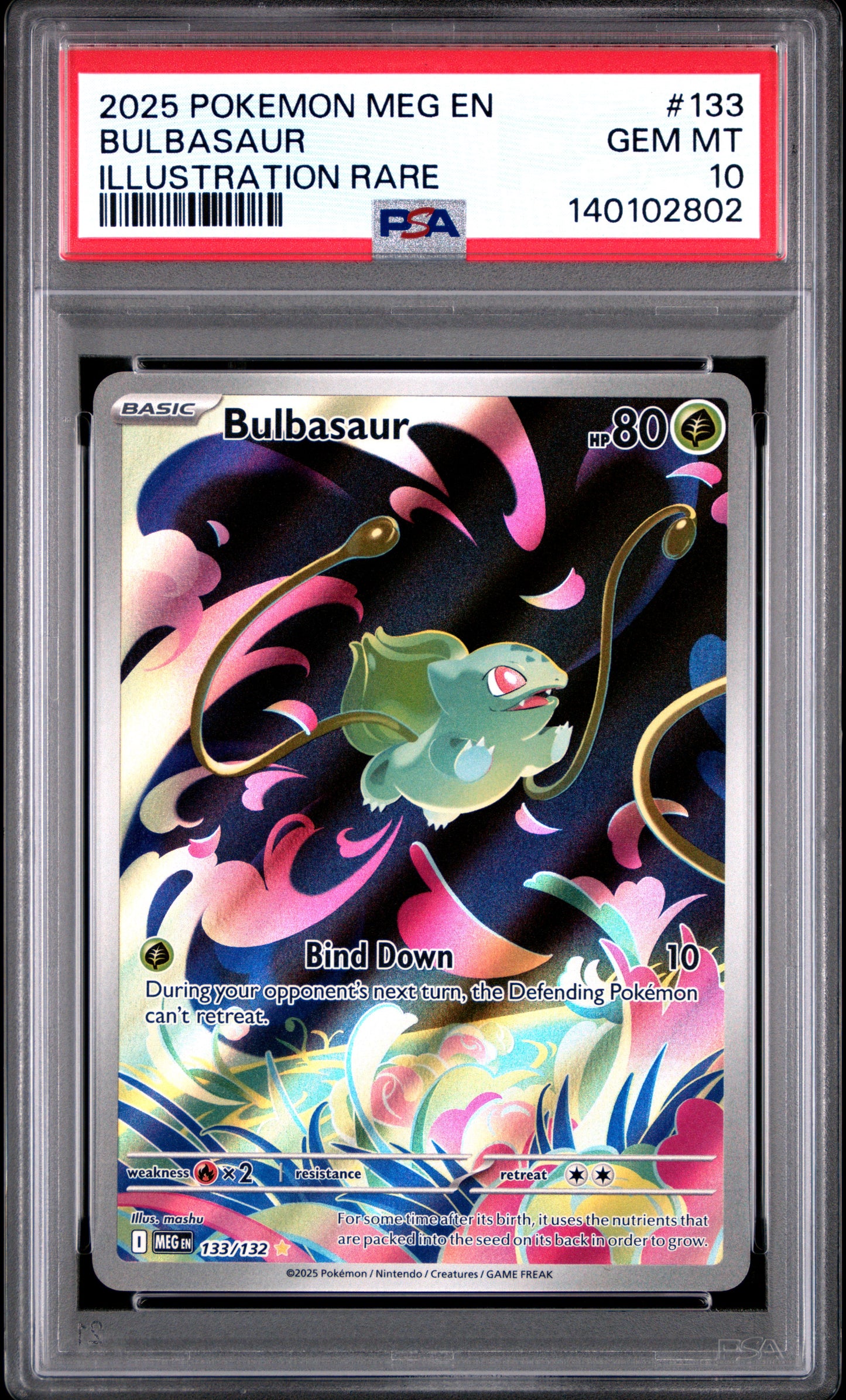 Bulbasaur Illustration Rare - 133/132 MEG EN - PSA 10 GEM MT (2025 Pokemon Mega Evolution)