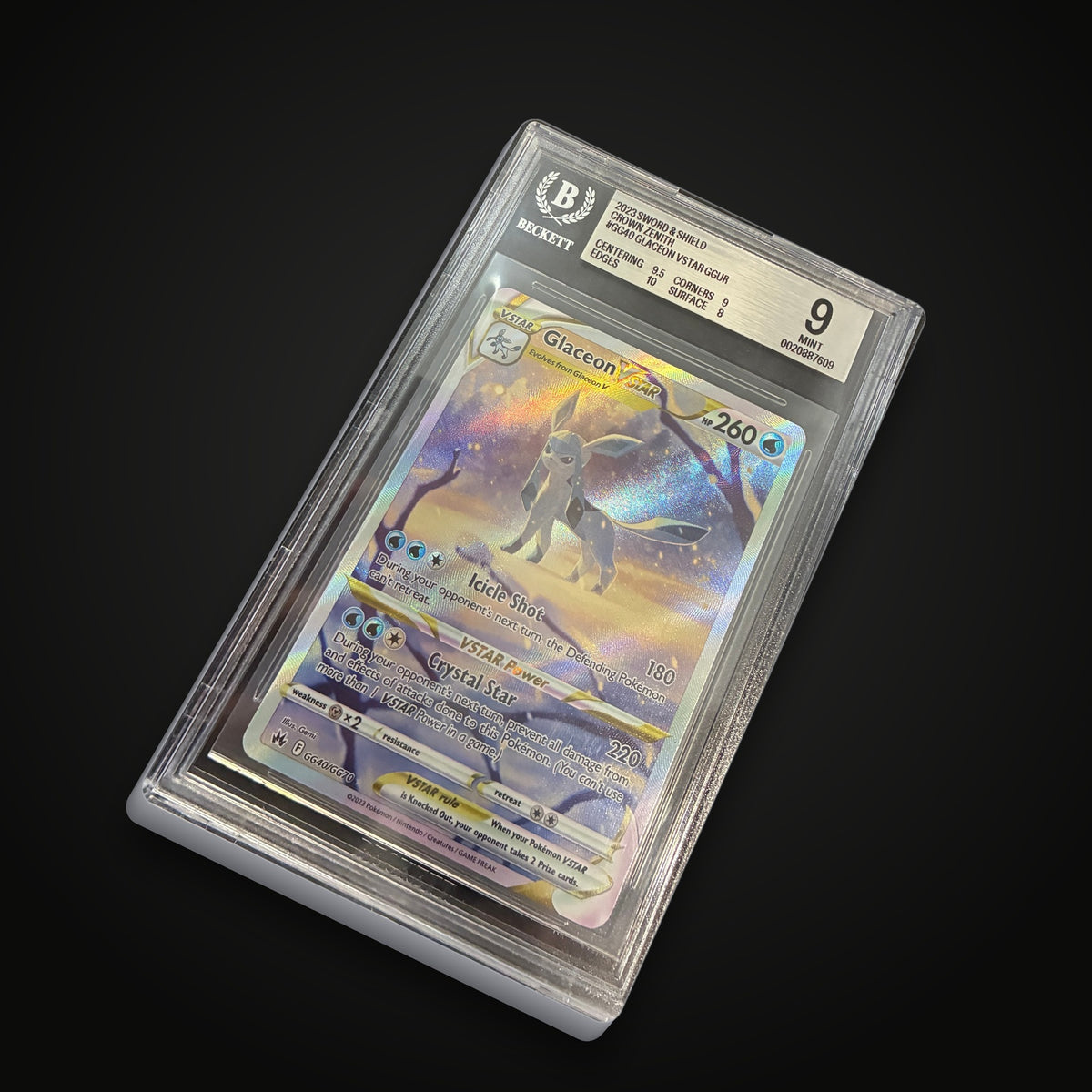 Glaceon VSTAR GG40/GG70 Galarian Gallery — BGS 9 Mint (Crown Zenith)