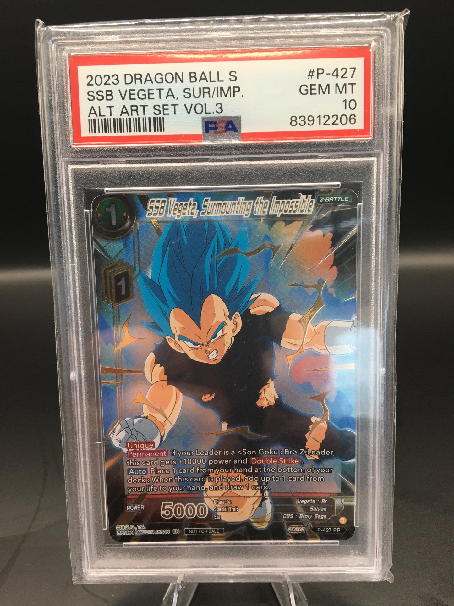 PSA 10 SSB Vegeta, Surmounting the Impossible (Alt. Art Card Set 2023 Vol. 3) [TPR - P-427]